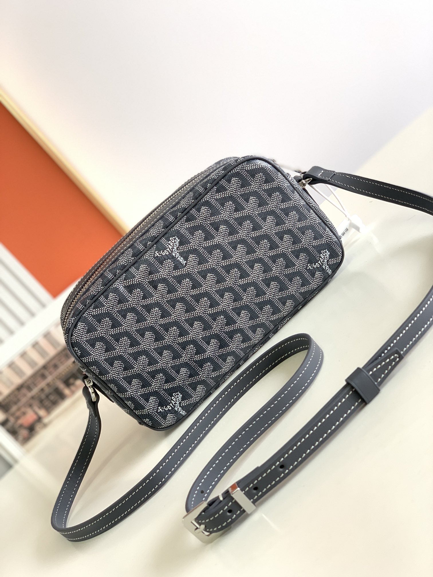 Goyard Cap-Vert PM Bag Canvas and Cervon Calfskin Gray