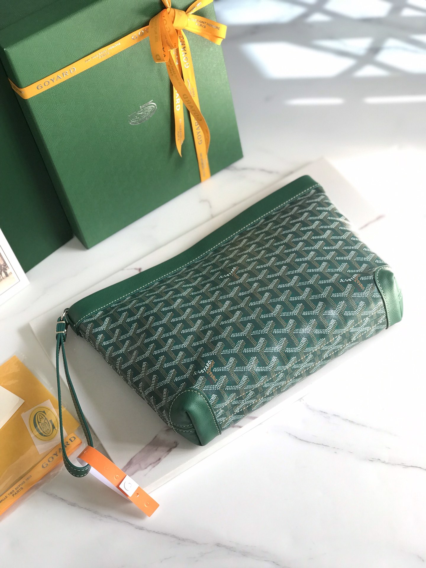 Goyard Conti Pouch Goyardine Canvas and Chevroches Calfskin Green