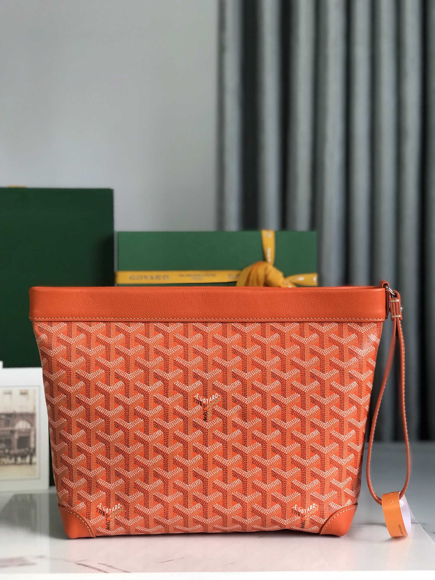 Goyard Conti Pouch Goyardine Canvas and Chevroches Calfskin Orange