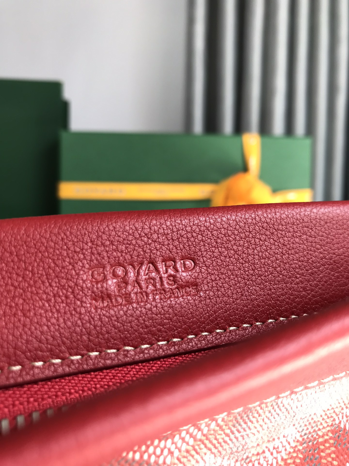 Goyard Conti Pouch Goyardine Canvas and Chevroches Calfskin Red