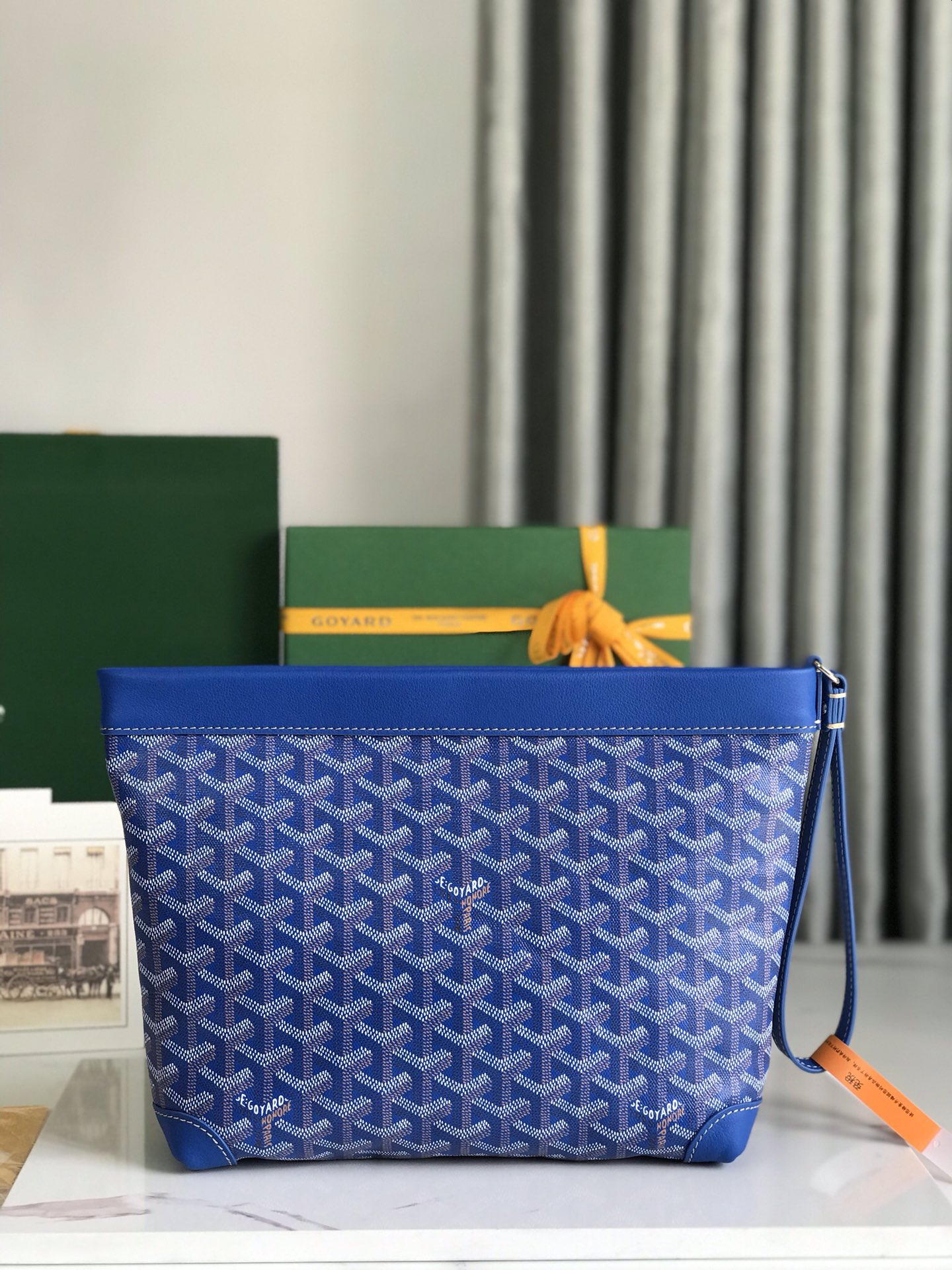 Goyard Conti Pouch Goyardine Canvas and Chevroches Calfskin Sky Blue