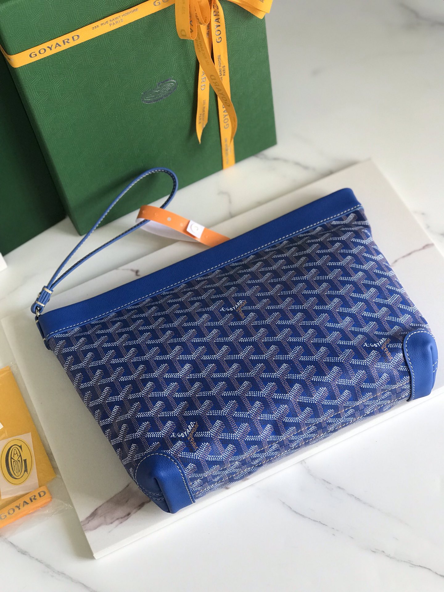 Goyard Conti Pouch Goyardine Canvas and Chevroches Calfskin Sky Blue