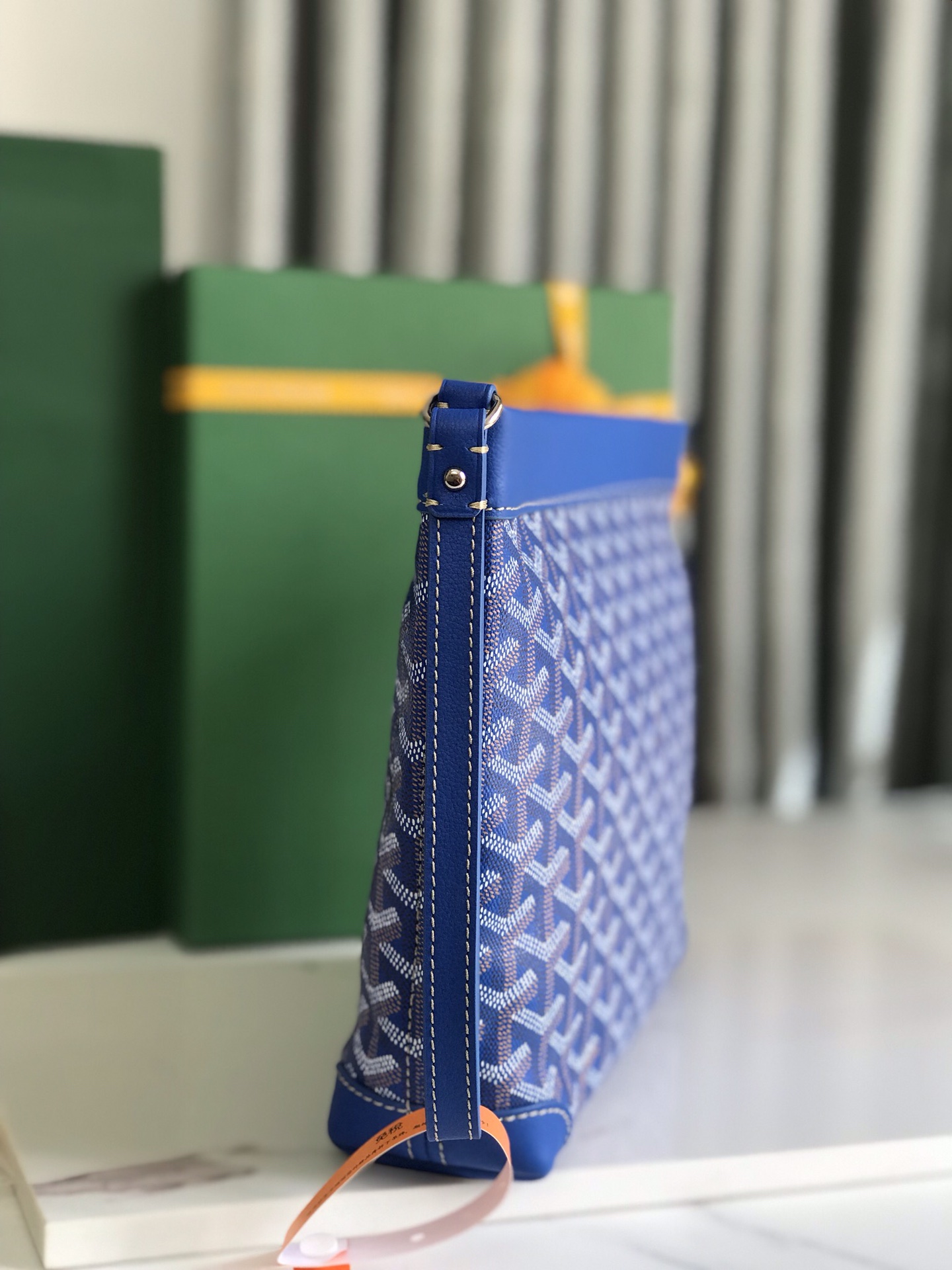 Goyard Conti Pouch Goyardine Canvas and Chevroches Calfskin Sky Blue