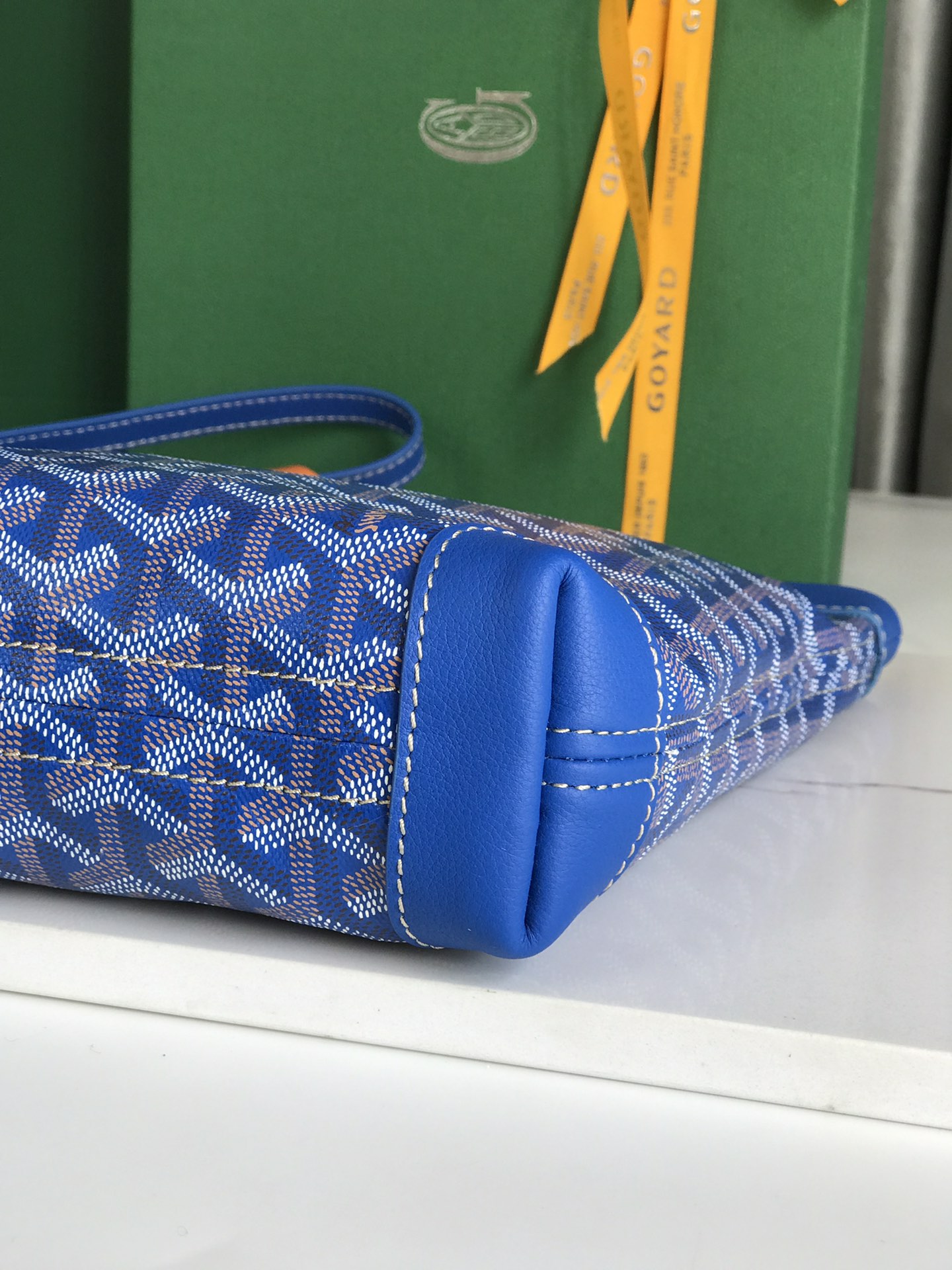 Goyard Conti Pouch Goyardine Canvas and Chevroches Calfskin Sky Blue