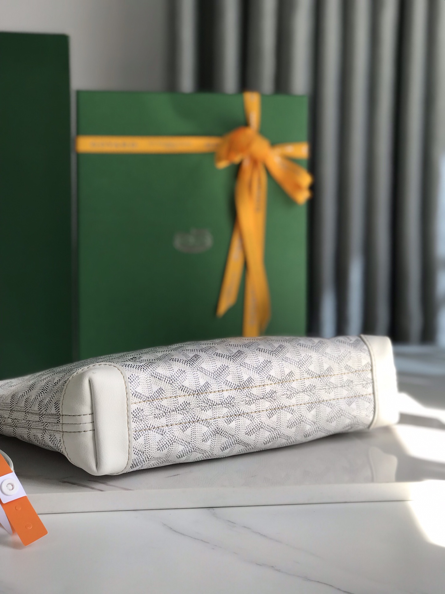 Goyard Conti Pouch Goyardine Canvas and Chevroches Calfskin White