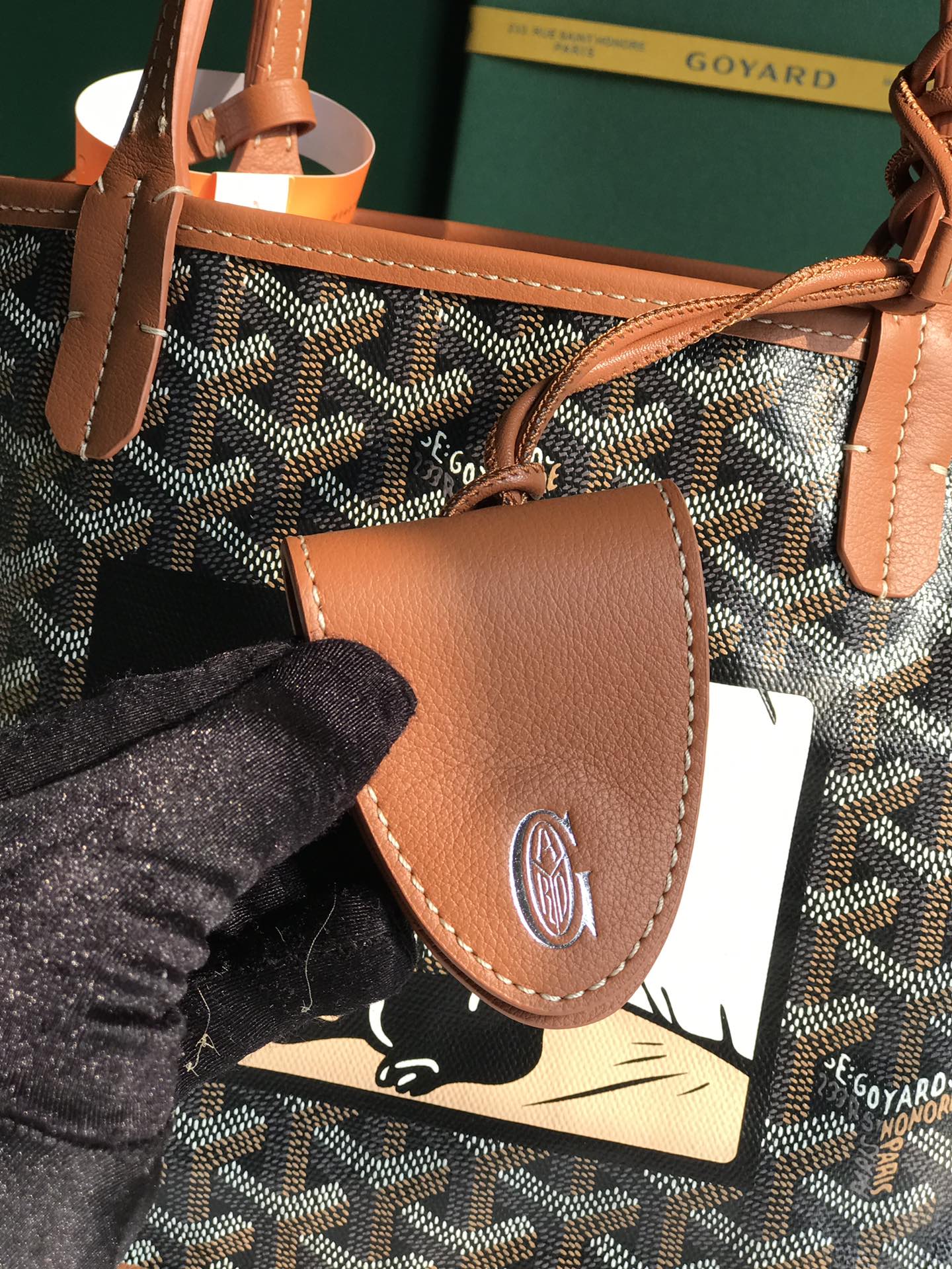 Goyard Mini Anjou Reversible Tote In Goyardine Calfskin with French Bulldog Brown