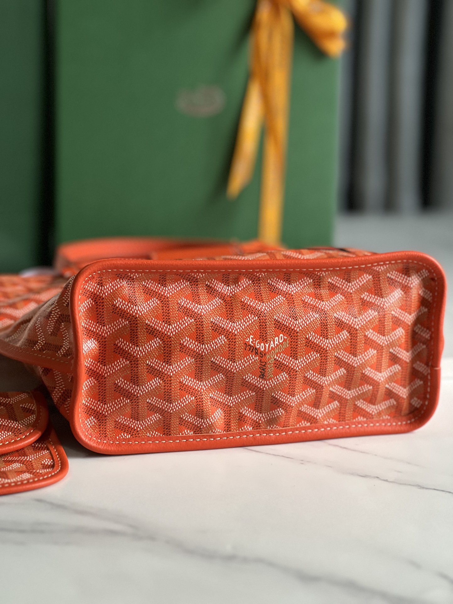 Goyard Mini Anjou Reversible Tote In Goyardine Calfskin with French Bulldog Orange