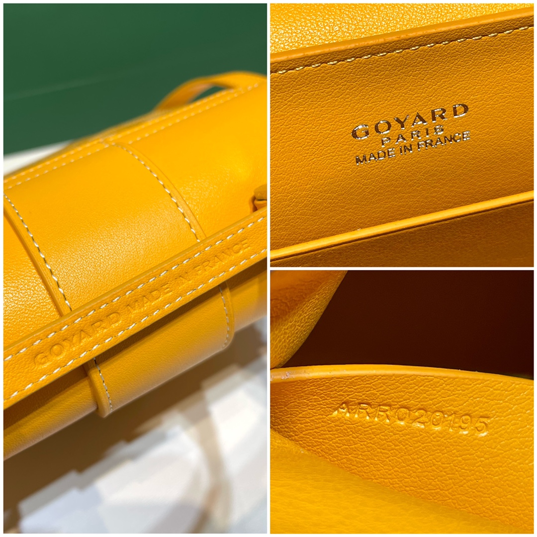 Goyard Mini Saigon Bag Goyardine Coated-Canvas With Calfskin Leather and Wooden Top Handle Yellow