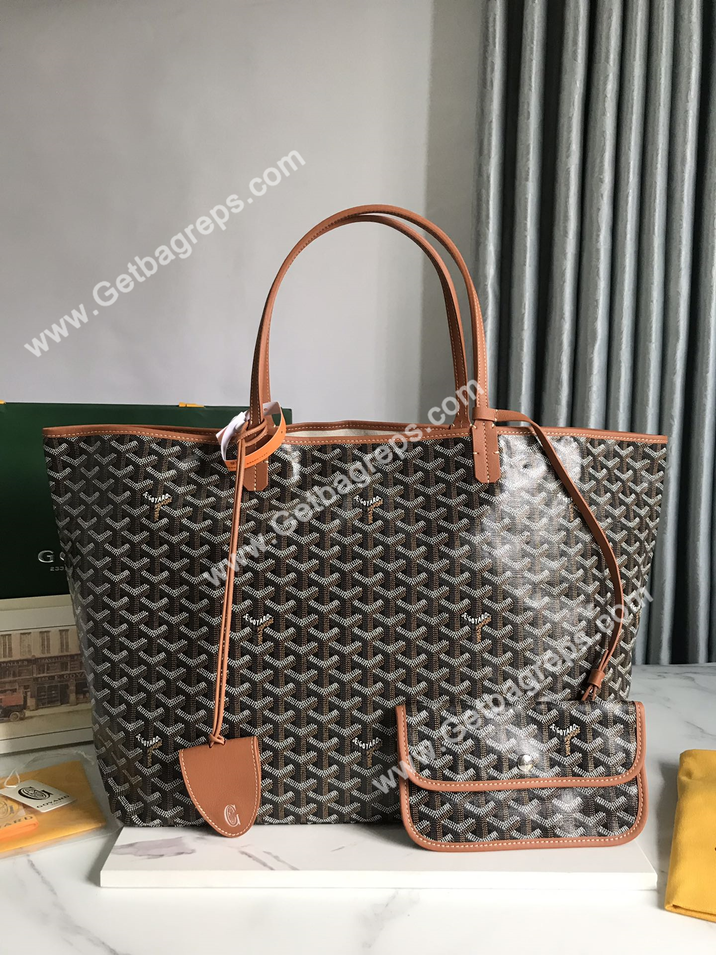 Goyard Saint Louis GM Bag Black and Tan