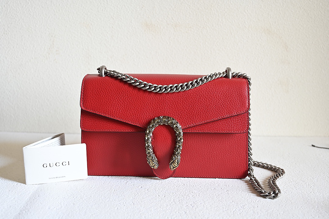 Gucci 400249 Dionysus GG Small Shoulder Bag Red Leather