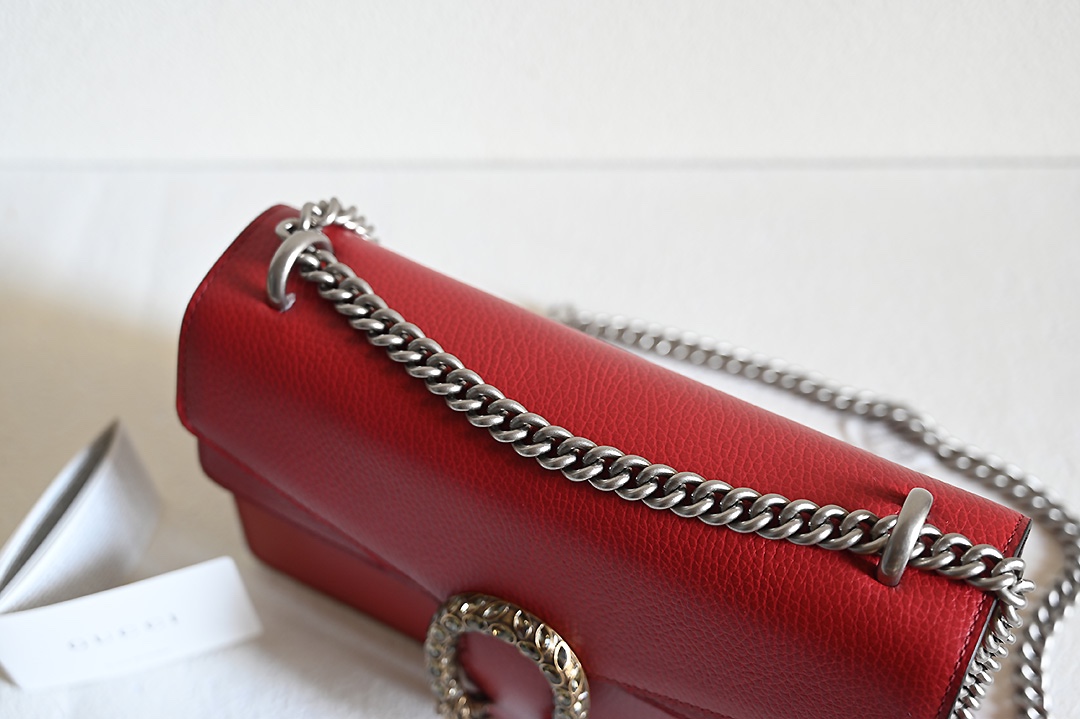 Gucci 400249 Dionysus GG Small Shoulder Bag Red Leather