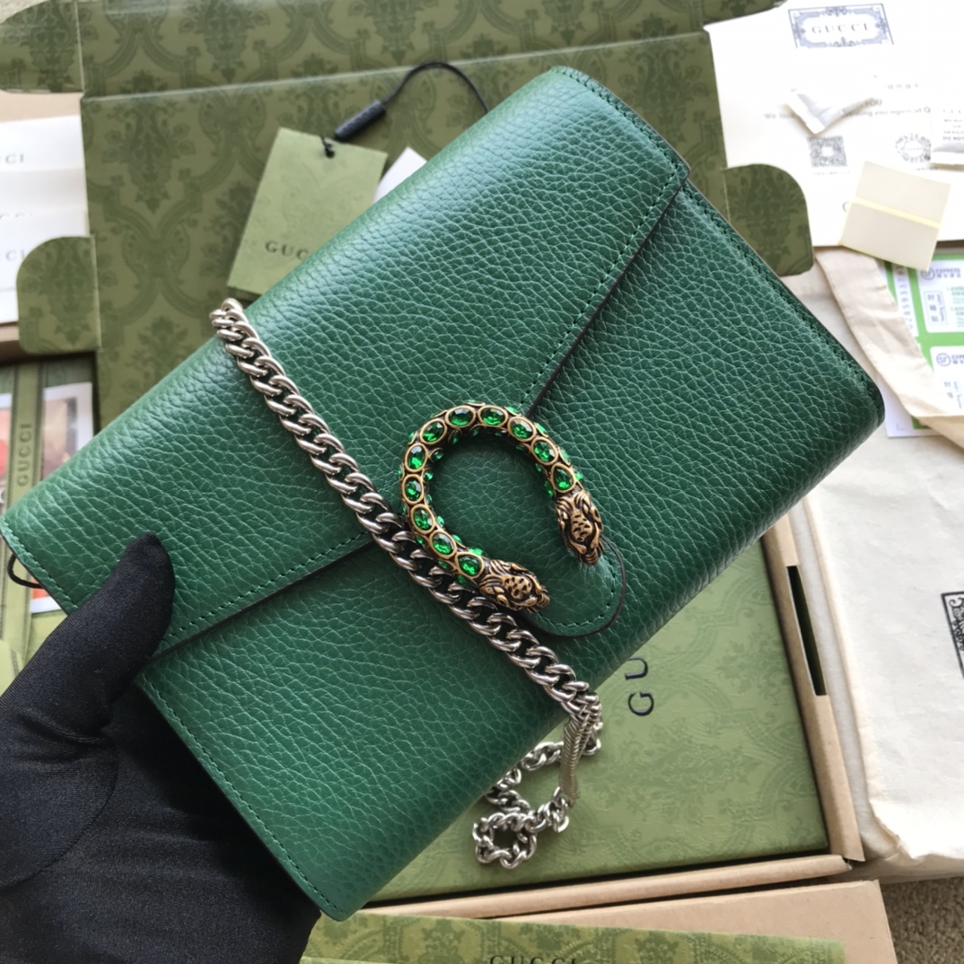 Gucci 401231 Dionysus Leather Mini Chain Bag Green