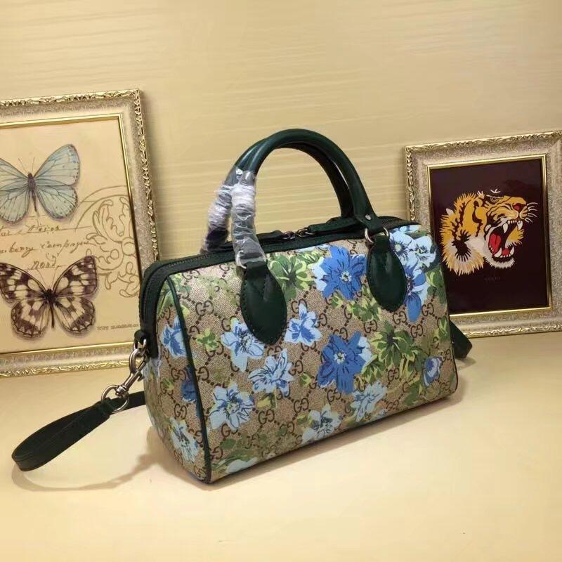 Gucci 409529 Blooms Print Small GG Top Handle Bag Blue