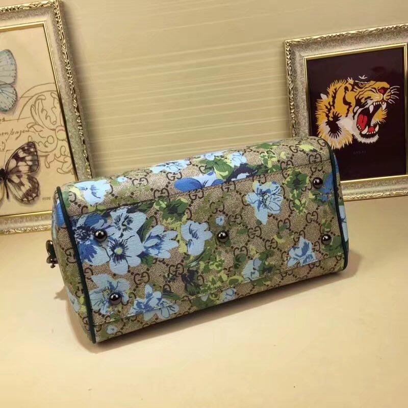 Gucci 409529 Blooms Print Small GG Top Handle Bag Blue