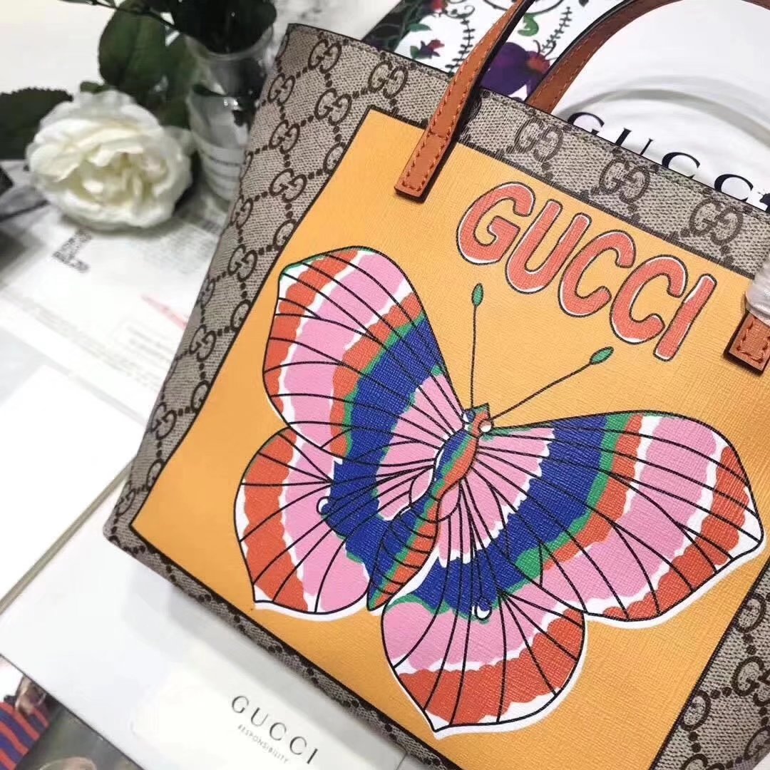 Gucci 410812 Children's GG Supreme Butterfly Tote Bag