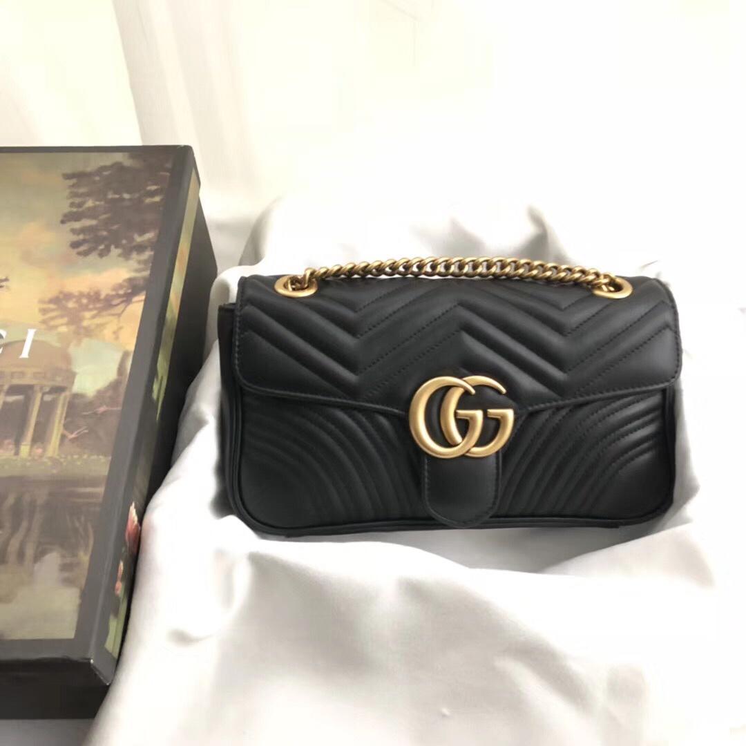 Gucci 446744 GG Marmont Matelasse Mini Bag Black
