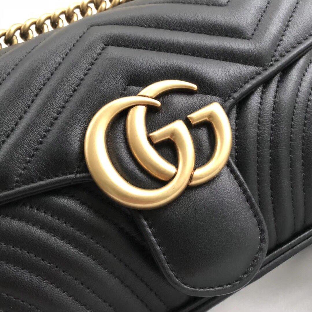 Gucci 446744 GG Marmont Matelasse Mini Bag Black