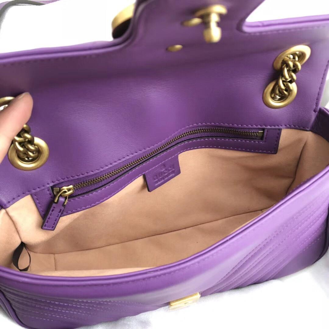 Gucci 446744 GG Marmont Matelasse Mini Bag Purple