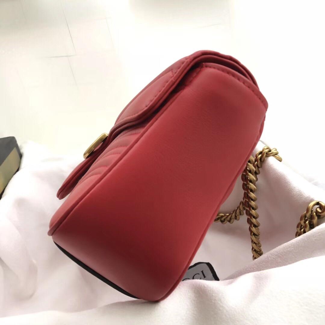 Gucci 446744 GG Marmont Matelasse Mini Bag Red