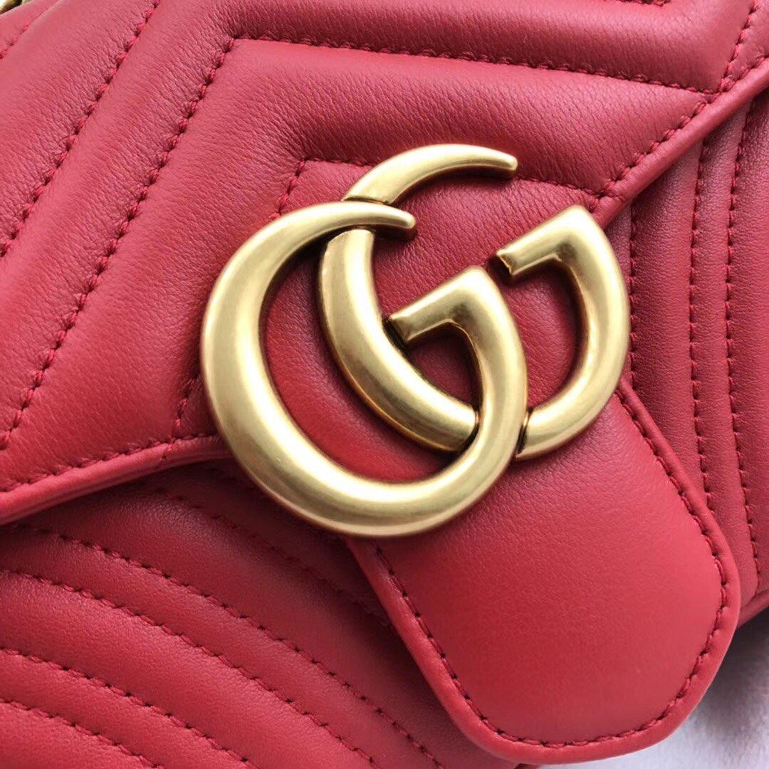 Gucci 446744 GG Marmont Matelasse Mini Bag Red