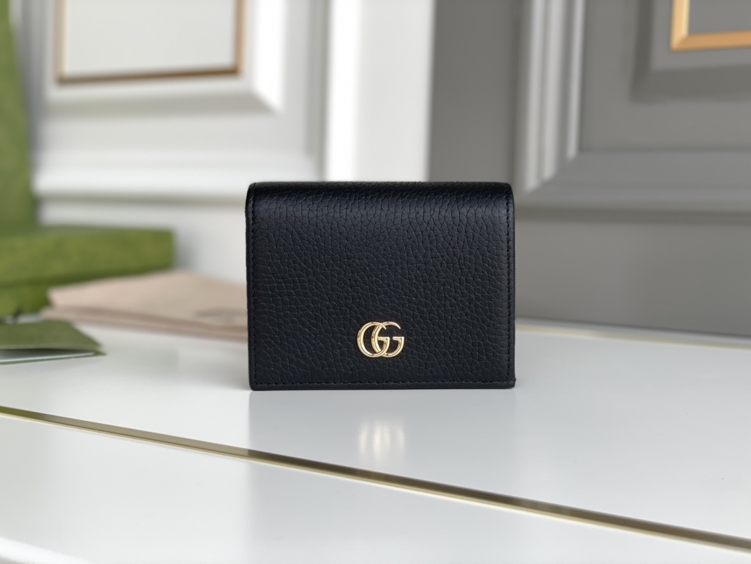 Gucci 456126 Women GG Marmont Card Case Wallet Black