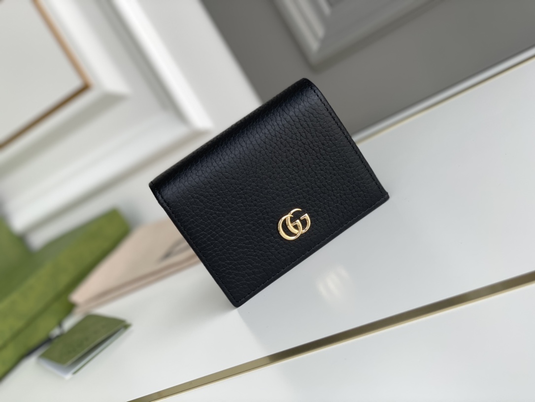 Gucci 456126 Women GG Marmont Card Case Wallet Black