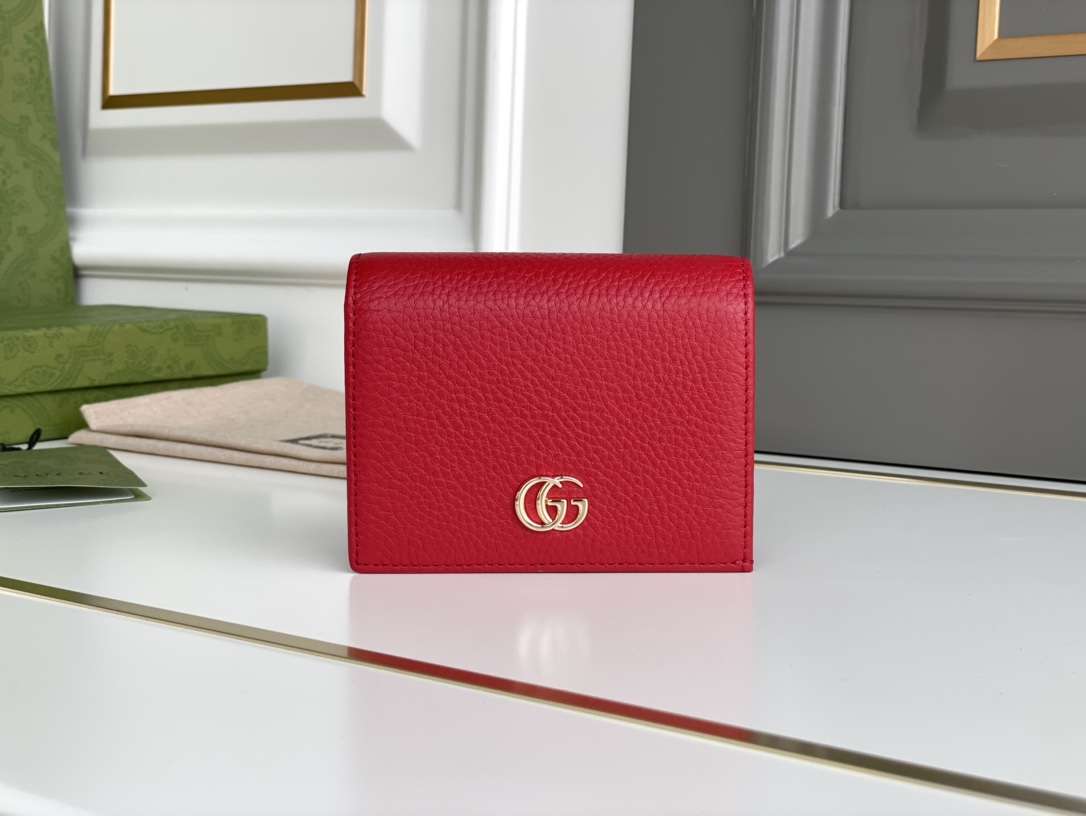 Gucci 456126 Women GG Marmont Card Case Wallet Red