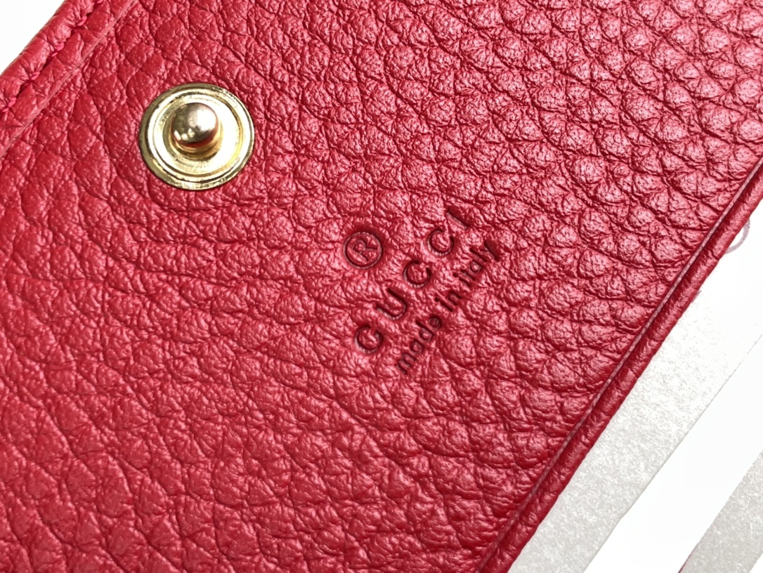 Gucci 456126 Women GG Marmont Card Case Wallet Red