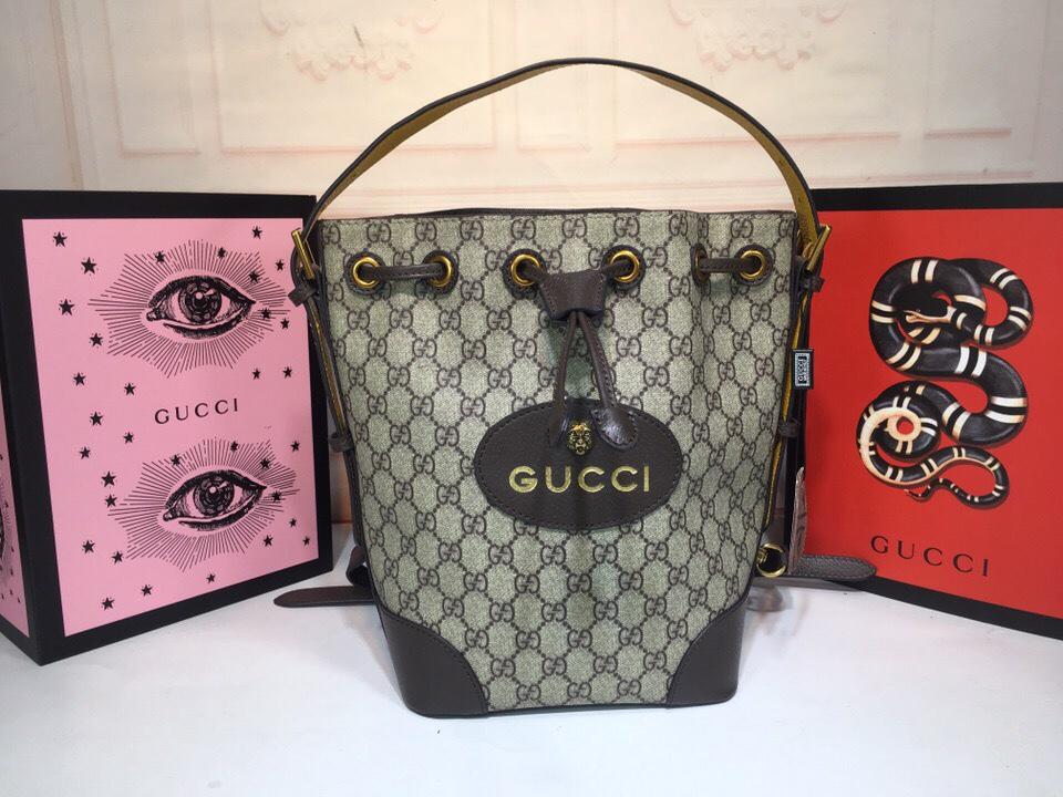 Gucci 473875 GG Supreme Women Bucket Backpack