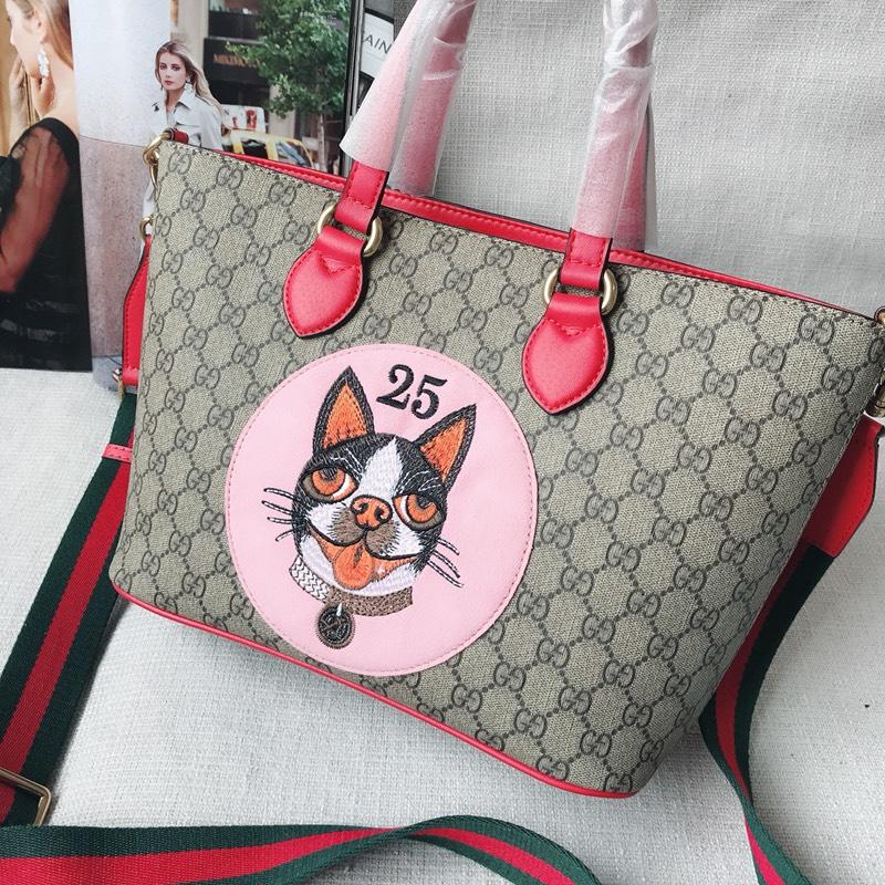 Gucci 473887 GG Supreme Bosco Tote Red