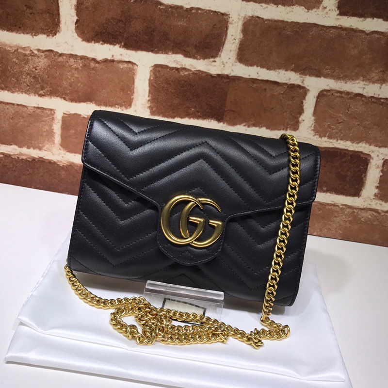 Gucci 474575 GG Marmont Matelasse Mini Bag Black