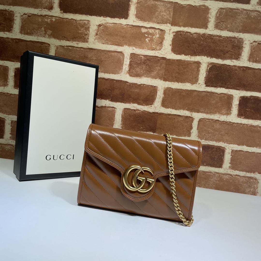 Gucci 474575 GG Marmont Matelasse Mini Bag Brown