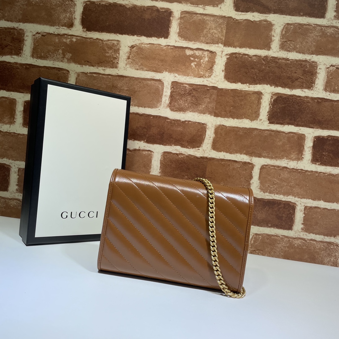 Gucci 474575 GG Marmont Matelasse Mini Bag Brown