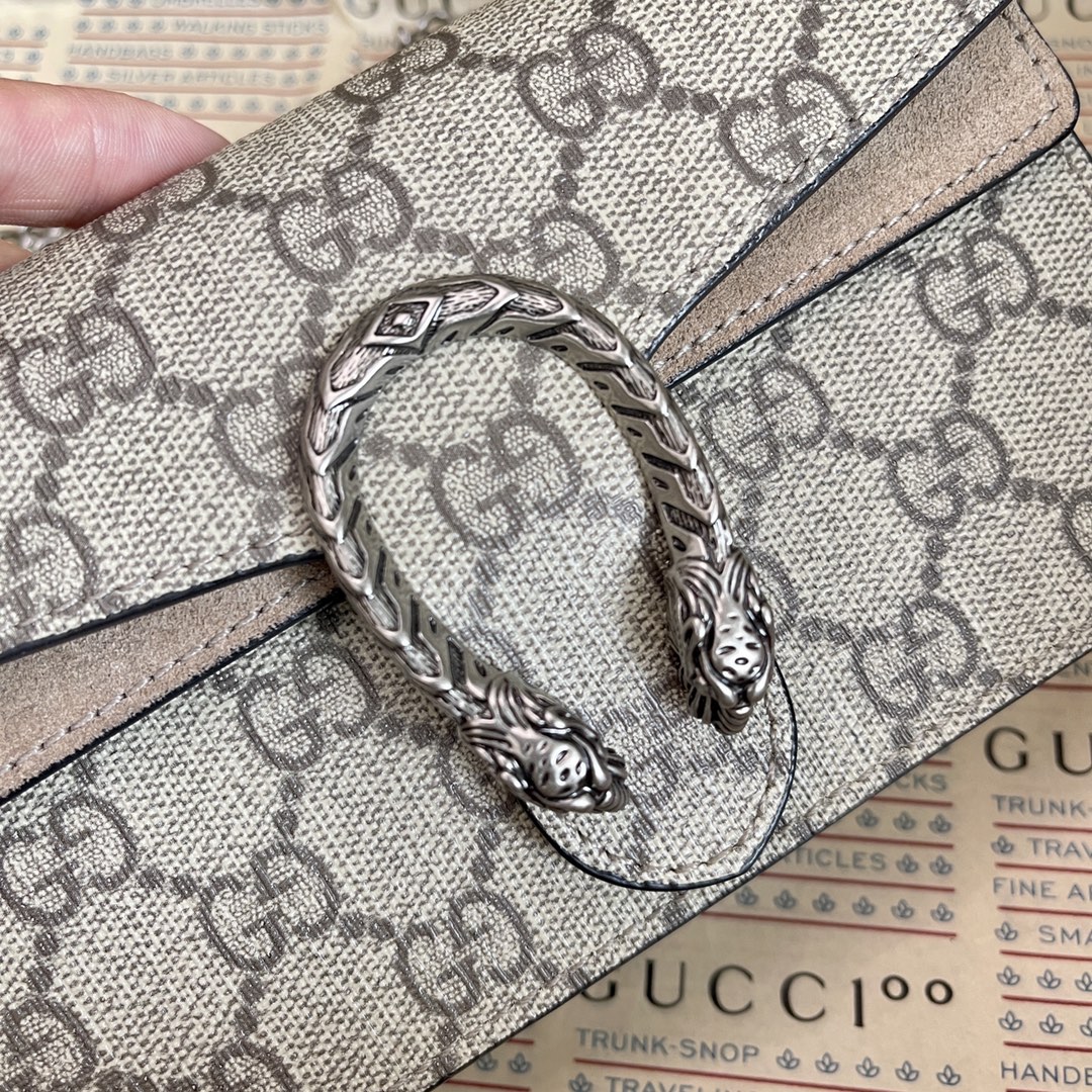 Gucci 476432 Dionysus GG Supreme Super Mini Bag Beige