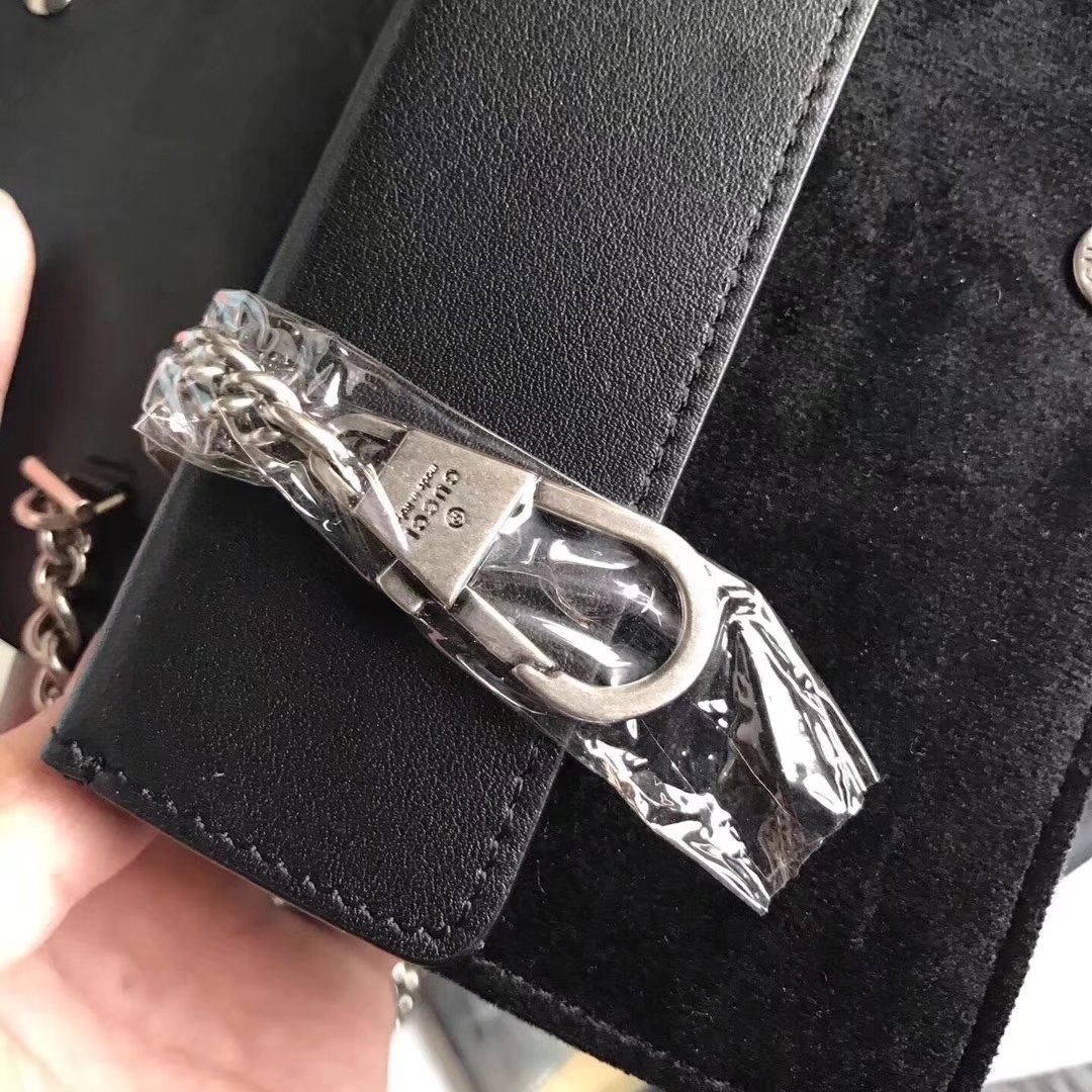 Gucci 476432 Dionysus Super Mini Bag With Crystals Black Velvet