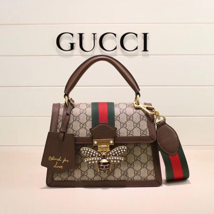 Gucci 476541 Queen Margaret GG Small Top Handle Bag Brown