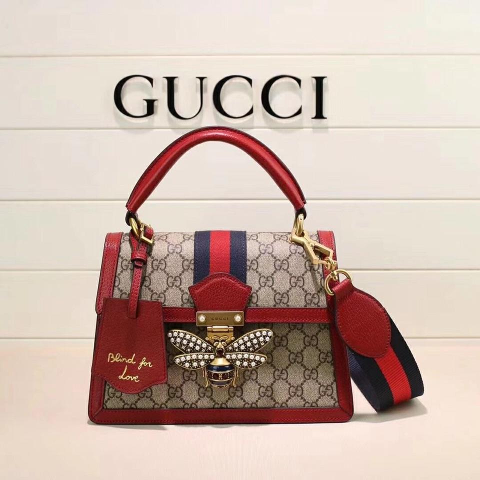 Gucci 476541 Queen Margaret GG Small Top Handle Bag Red