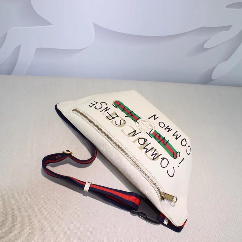 Gucci 493869 Women Print Leather Belt Bag White