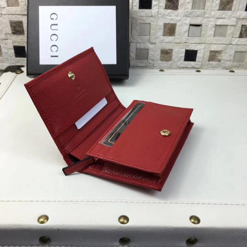 Gucci 499325 Leather Card Case with Bosco Red Leather