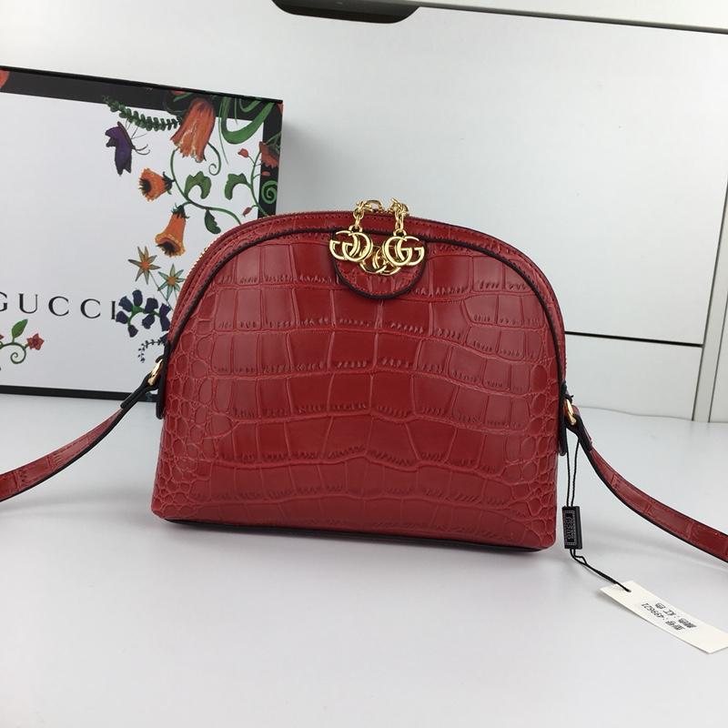 Gucci 499621 Crocodile Small Shoulder Bag Red