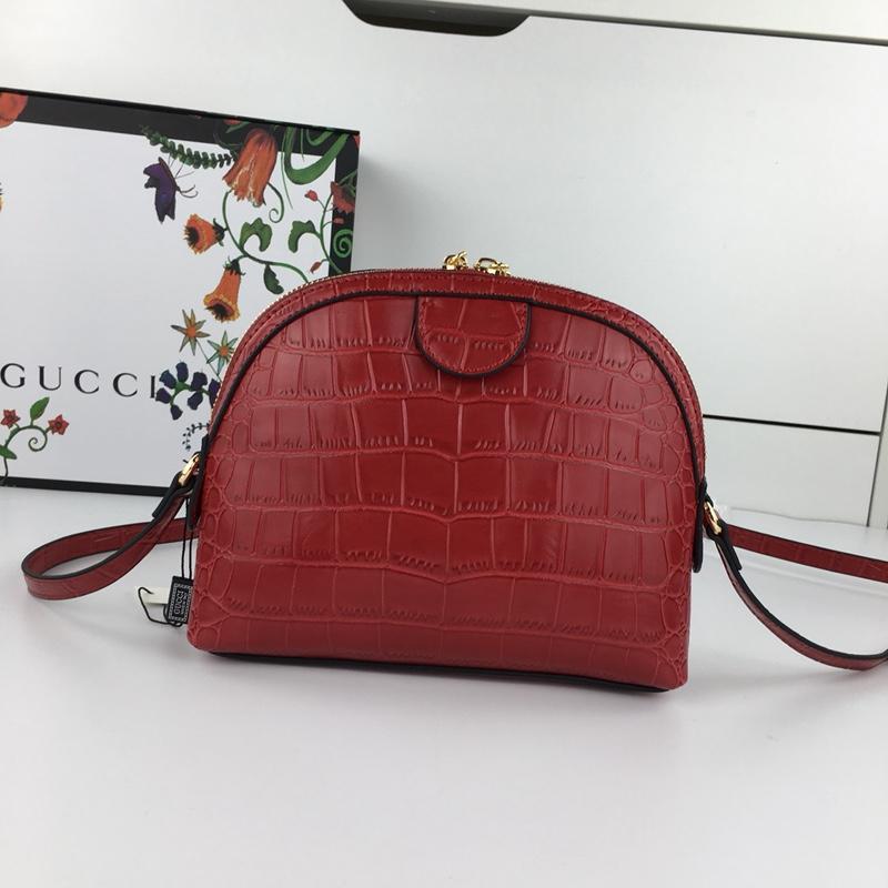 Gucci 499621 Crocodile Small Shoulder Bag Red