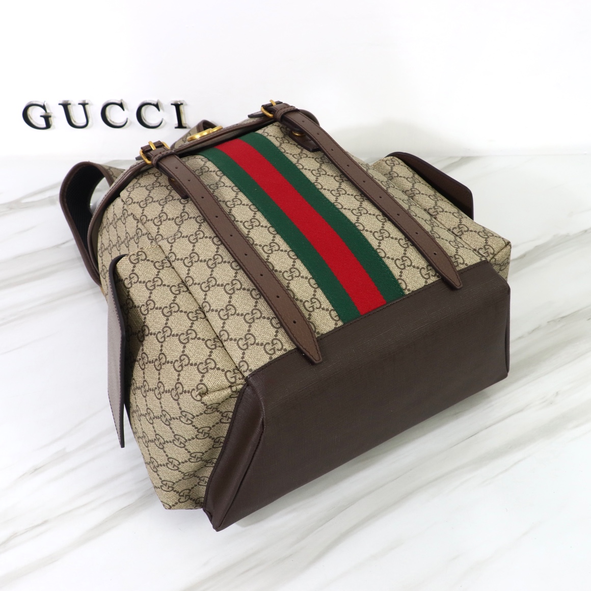 Gucci 598140 Ophidia GG Medium Backpack Beige