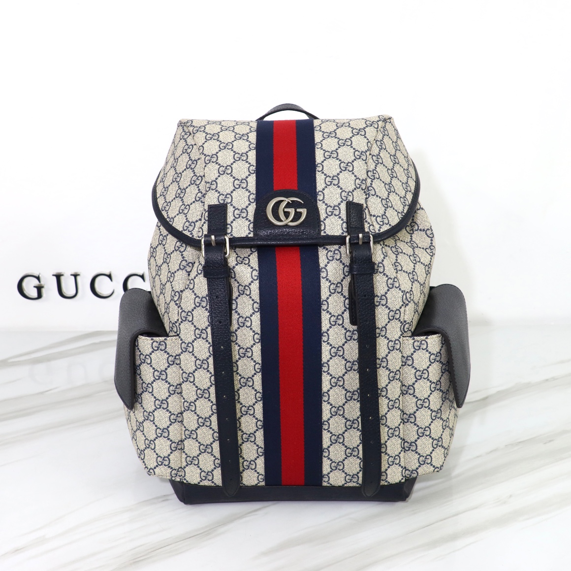 Gucci 598140 Ophidia GG Medium Backpack Blue