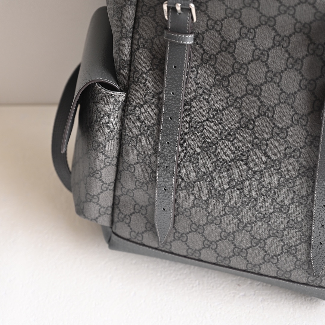 Gucci 598140 Ophidia GG Medium Backpack Grey and Black GG Supreme Canvas