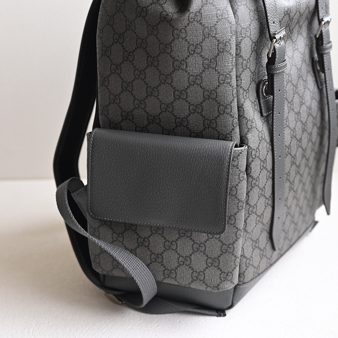 Gucci 598140 Ophidia GG Medium Backpack Grey and Black GG Supreme Canvas