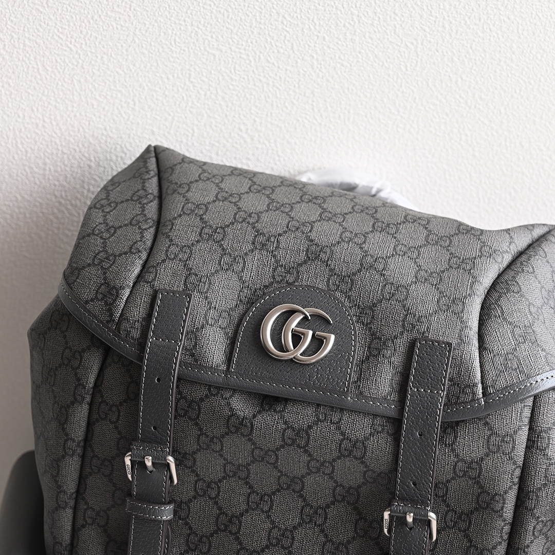 Gucci 598140 Ophidia GG Medium Backpack Grey and Black GG Supreme Canvas