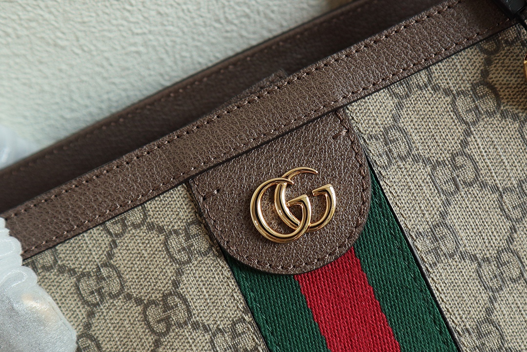 Gucci 631685 Ophidia GG Medium Tote Beige and Ebony GG Supreme Canvas