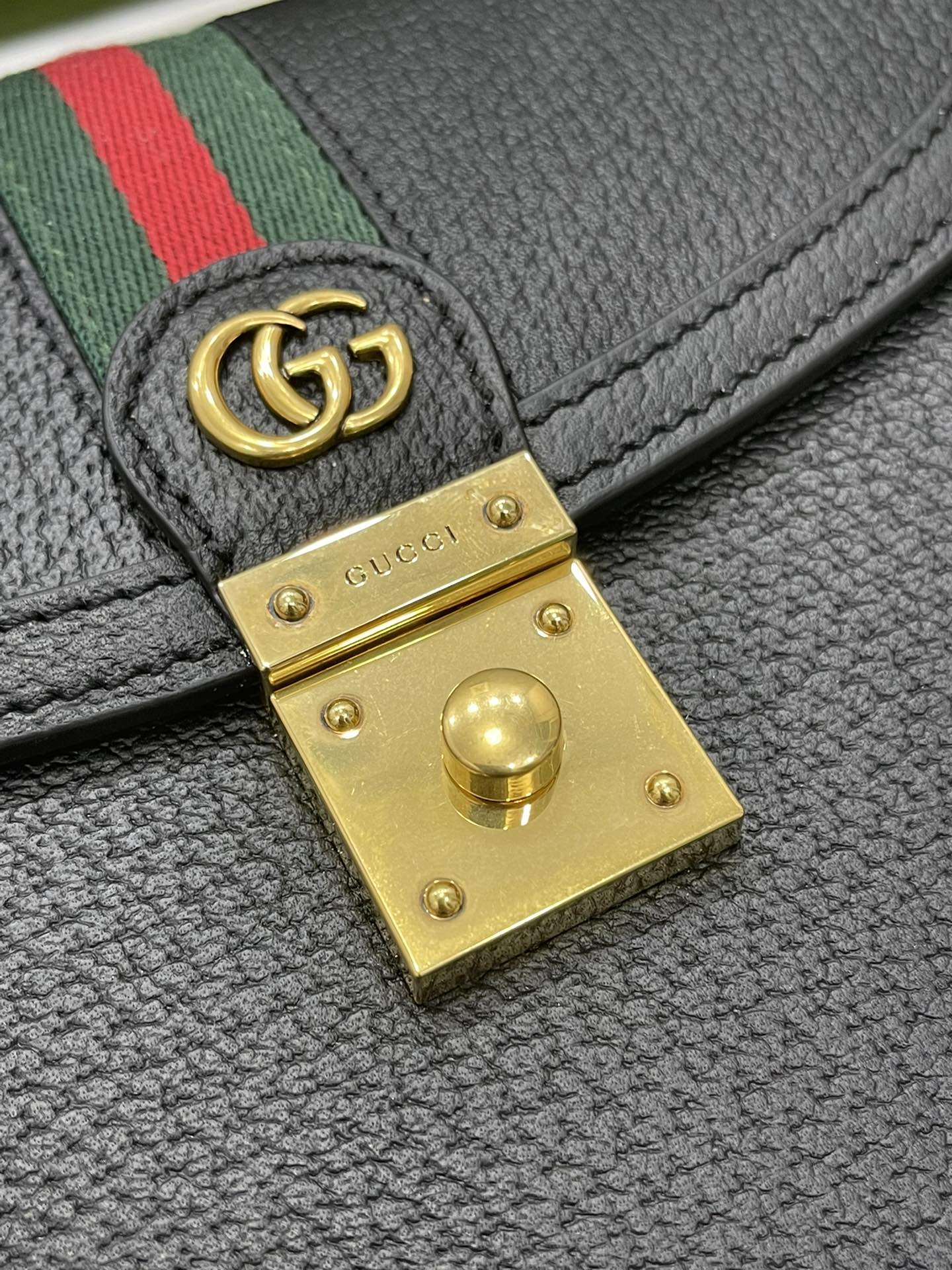 Gucci 651055 Ophidia GG Small Top Handle Bag Black Leather