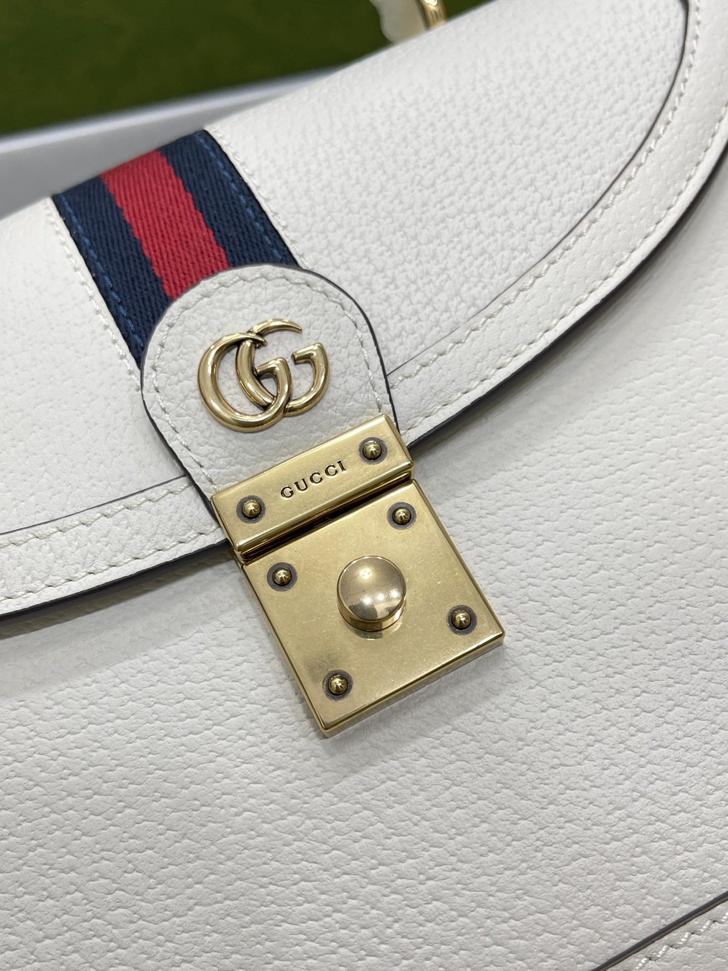 Gucci 651055 Ophidia GG Small Top Handle Bag White Leather