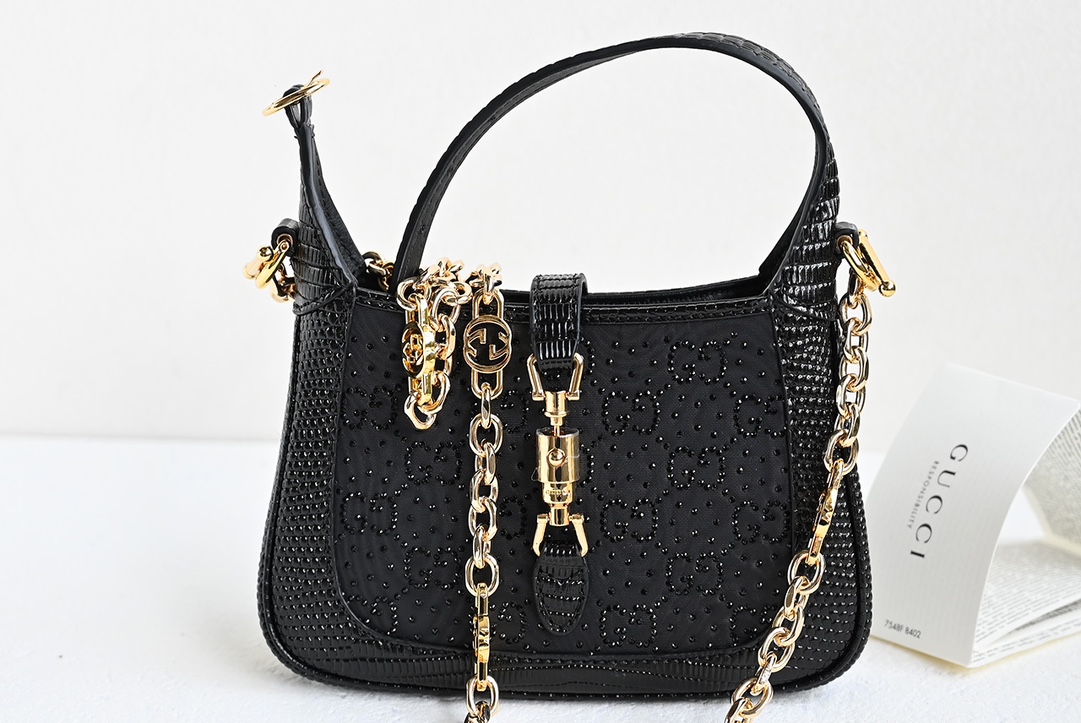 Gucci 675799 JACKIE 1961 Sequin Mini Bag Black